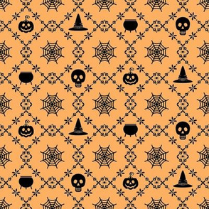 Halloween Damask- Orange/Black