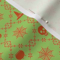 Halloween Damask- Green/Orange