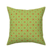 Halloween Damask- Green/Orange