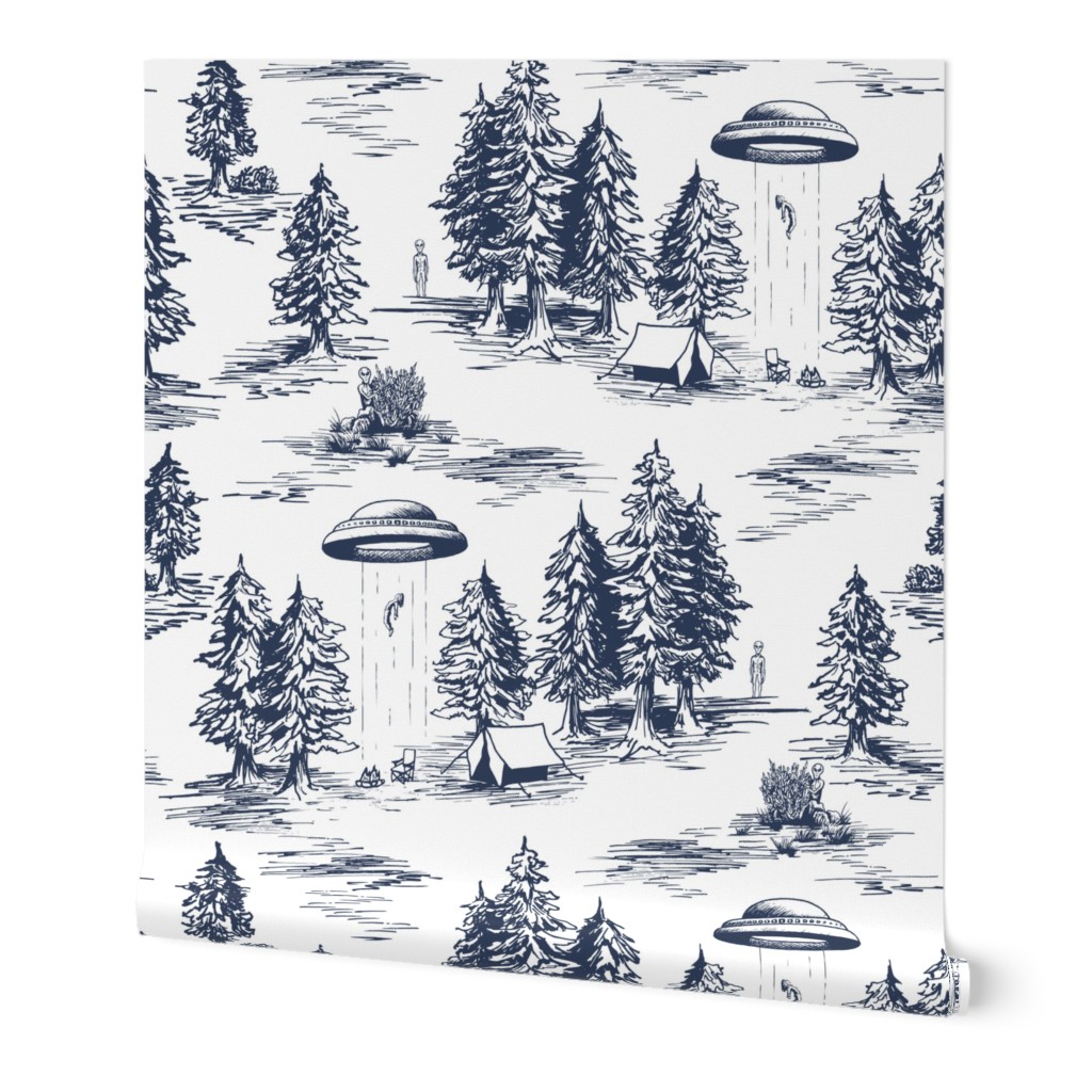 Large-Scale Blue & White Alien Abduction Toile