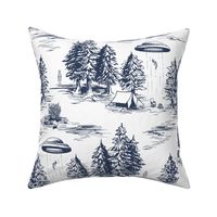 Large-Scale Blue & White Alien Abduction Toile