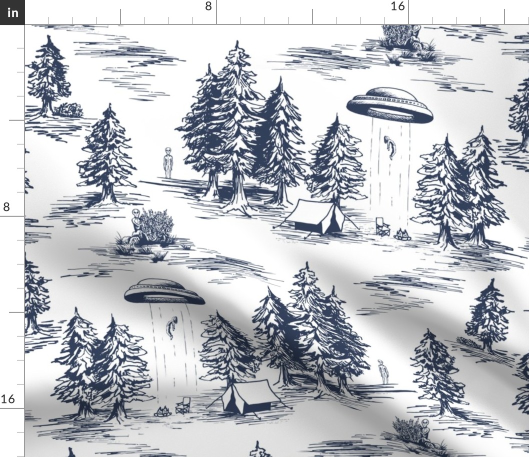 Large-Scale Blue & White Alien Abduction Toile