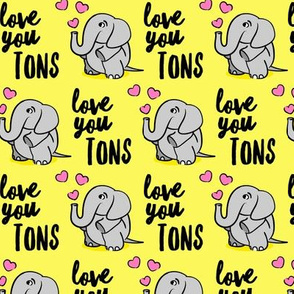 Love you tons - elephant valentines day - yellow - LAD20