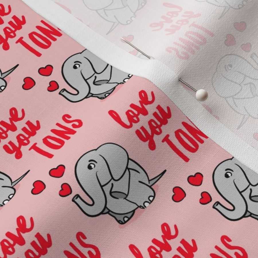 (small scale) Love you tons - elephant valentines day - pink - LAD20