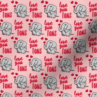 (small scale) Love you tons - elephant valentines day - pink - LAD20
