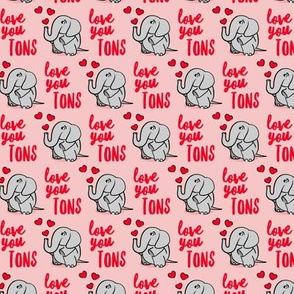 (small scale) Love you tons - elephant valentines day - pink - LAD20