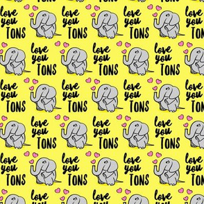 (small scale) Love you tons - elephant valentines day - yellow - LAD20