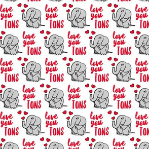 (small scale) Love you tons - elephant valentines day - white - LAD20