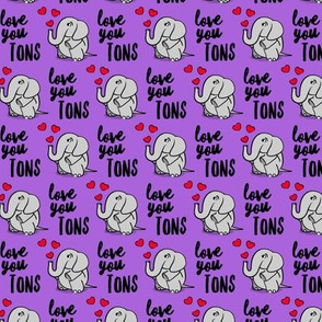 (small scale) Love you tons - elephant valentines day - purple - LAD20