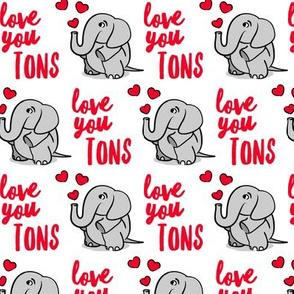 Love you tons - elephant valentines day - white - LAD20