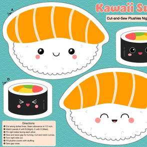 Kawaii Sushi Plushies Nigiri & Maki Cut-and-Sew - Plush Toy Sewing Project