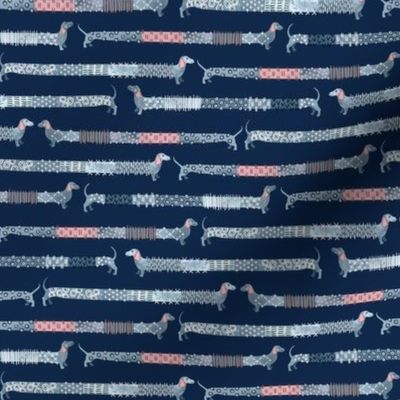 Sashiko Style Dachshund Thicker Lines/ Micro Scale