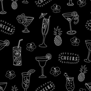 Cocktails glasses White on Black - Cheers!