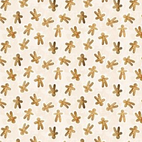 Mini micro // Festive Gingerbread men Fabric on Buttercream Watercolor Wash