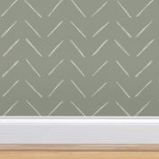 freehand chevron lines bone on sage by Erin Kendal