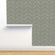 freehand chevron lines bone on sage by Erin Kendal