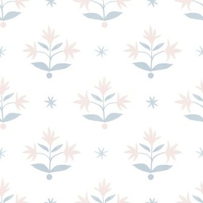 Thistle Stars Flax Flower Blue and Blush and White