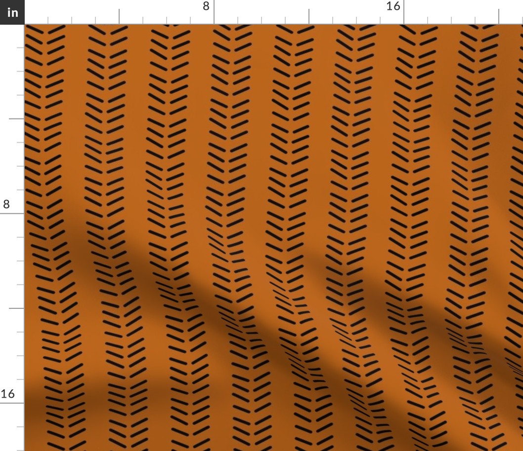 Mudcloth 3 Inverted & Vertical - Orange and Black