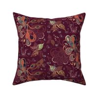 Art Nouveau Bohemian Maximalist Garden - Autumn / Winter  Burgundy