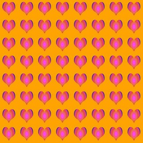 MINI RAINBOW HEART pink red GRADIENT ON MARIGOLD ORANGE PSMGE