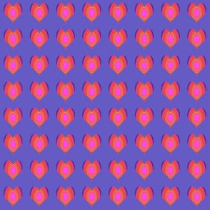 mini RAINBOW HEART pink red GRADIENT ON PURPLE PSMGE