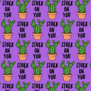 stuck on you - Cactus - angle wing in pot valentines day - purple - LAD20