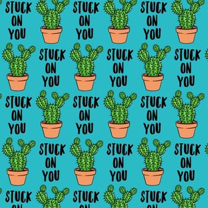 stuck on you - Cactus - angle wing in pot valentines day - teal - LAD20