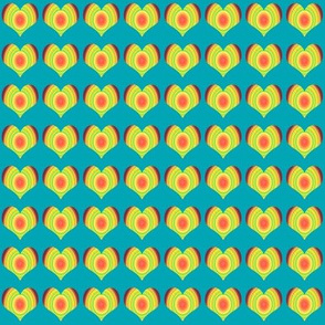 mini RAINBOW HEART YELLOW GRADIENT ON TURQUOISE BLUE PSMGE