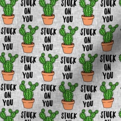 stuck on you - Cactus - angle wing in pot valentines day - grey - LAD20