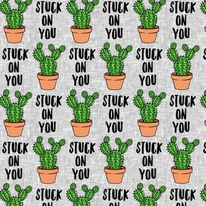 stuck on you - Cactus - angle wing in pot valentines day - grey - LAD20