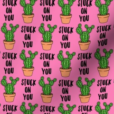 stuck on you - Cactus - angle wing in pot valentines day - pink - LAD20