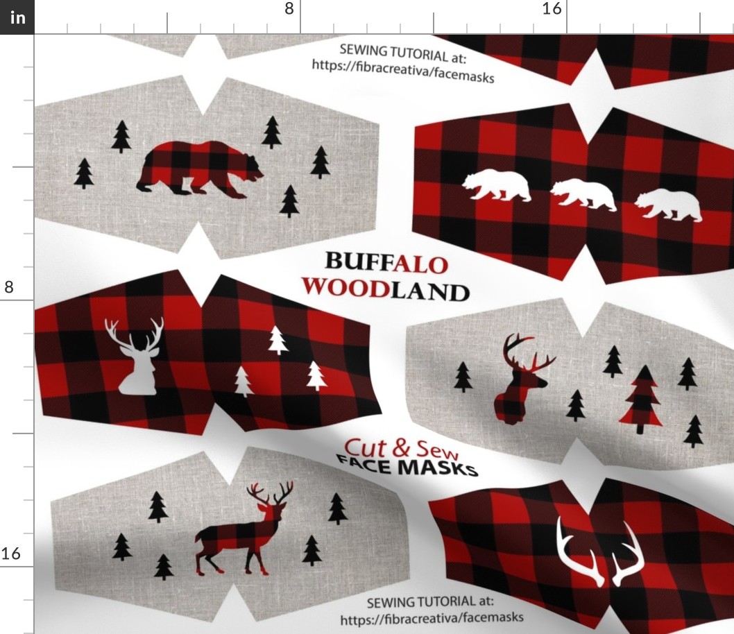 Red Black Buffalo Plaid Christmas Face Masks