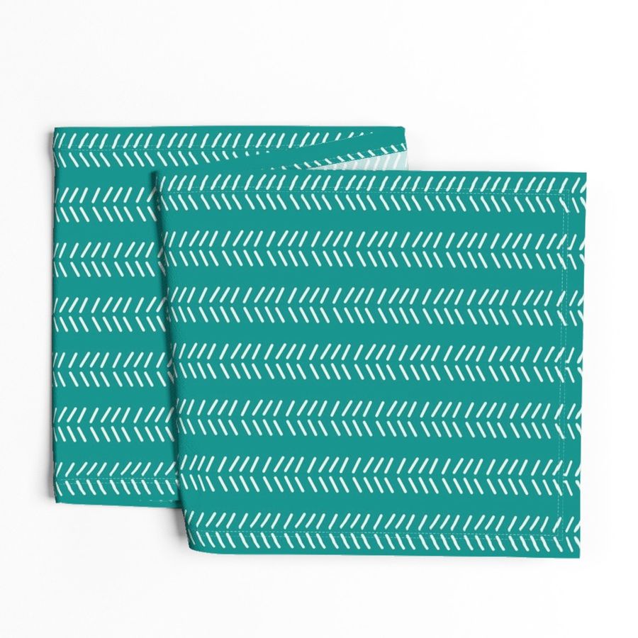 Mudcloth 3 Inverted & Vertical - Teal and Linen