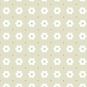 Flower Path –White Flowers/Dots on Cream