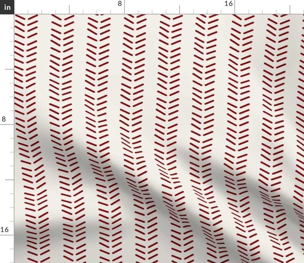 Mudcloth 3 Inverted & Vertical - Linen and Maroon