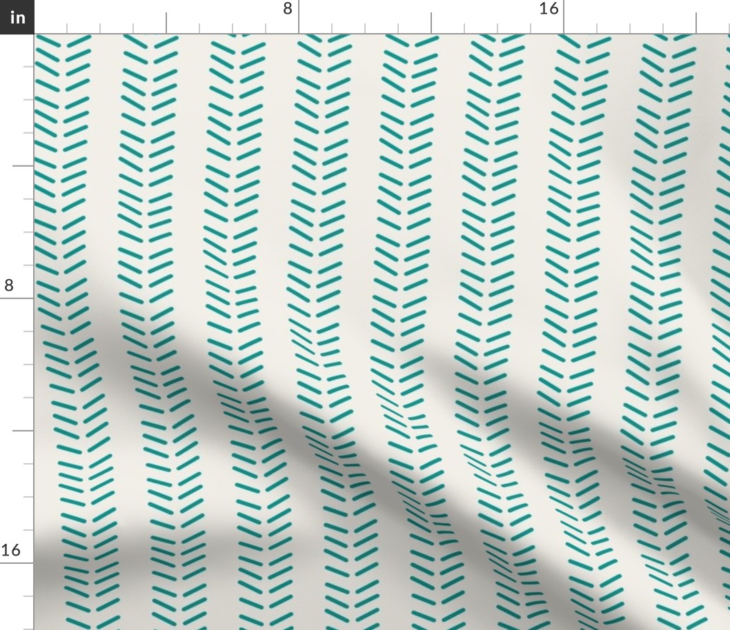 Mudcloth 3 Inverted & Vertical - Linen and Teal