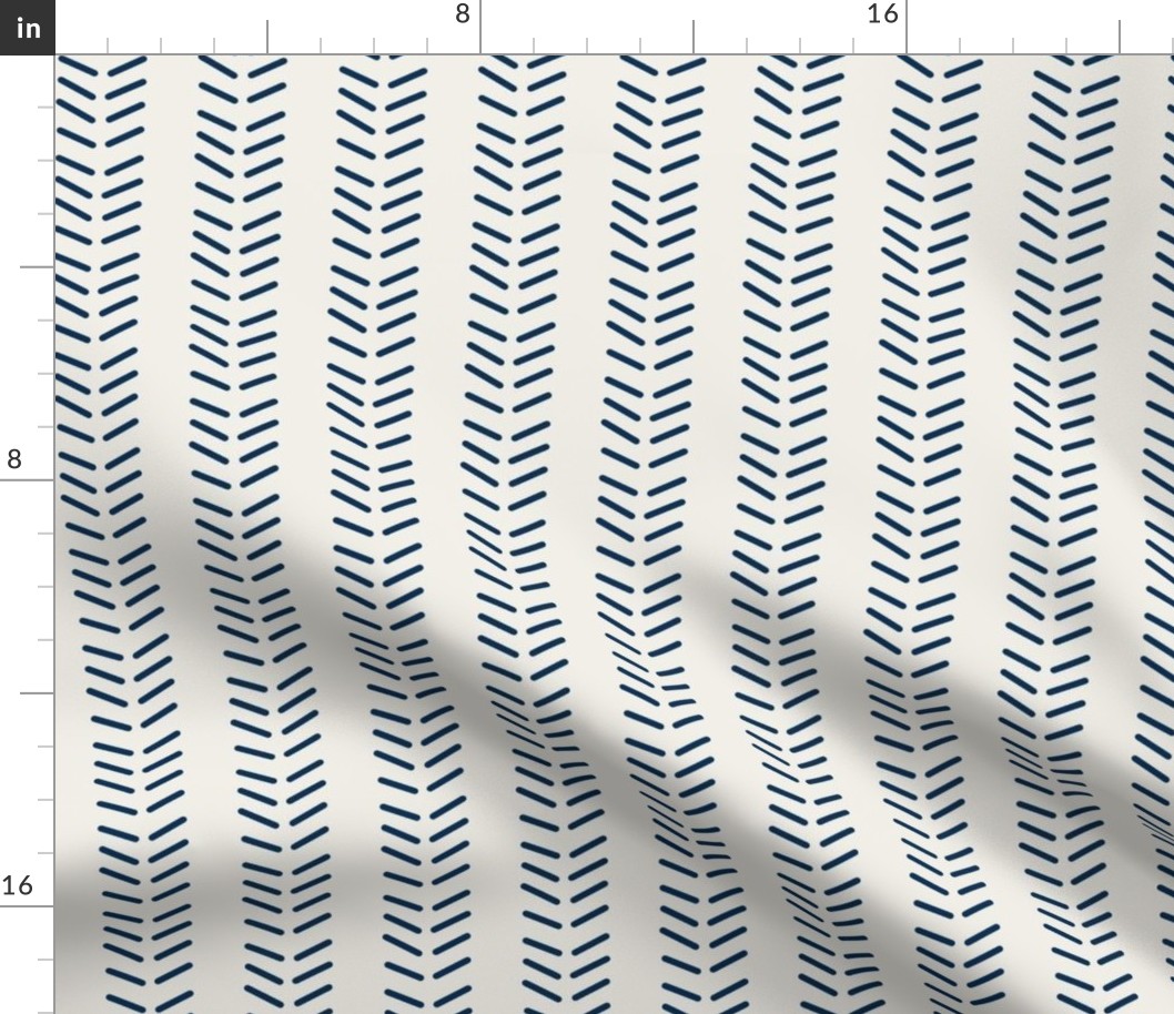 Mudcloth 3 Inverted & Vertical - Linen and Midnight Blue