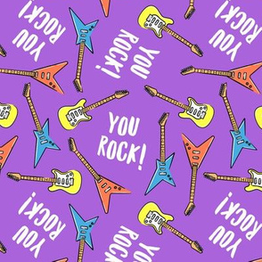 You Rock! - guitar valentines day - electric guitars on purple - LAD20