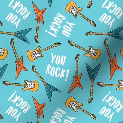 You Rock! - guitar valentines day - electric guitars on blue - LAD20