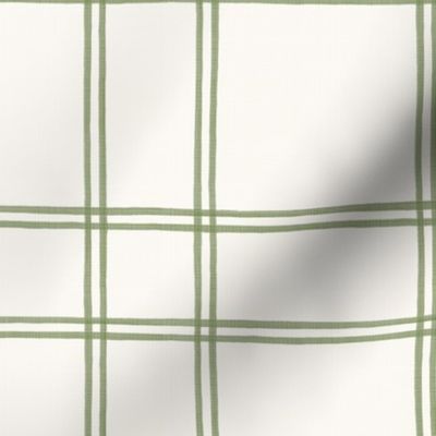 Watercolor double plaid olive on cream