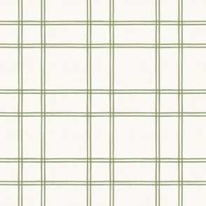 Watercolor double plaid olive on cream