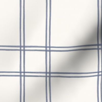 Watercolor double plaid soft navy on cream