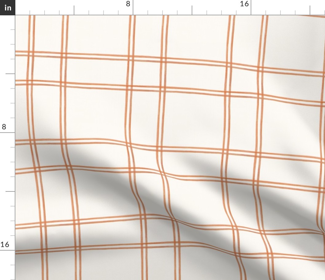 Watercolor double plaid pumpkin on cream