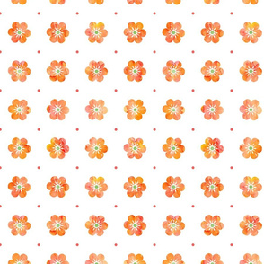 Flower Path – Coral Watercolor Flowers/Dots on White