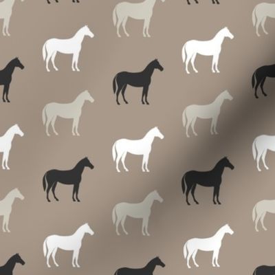 (small scale) horses - multi colored neutrals - browns - LAD20