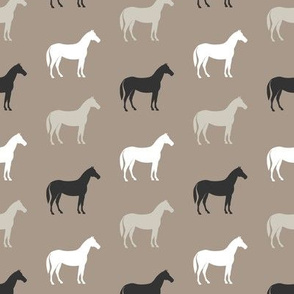 (small scale) horses - multi colored neutrals - browns - LAD20