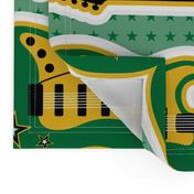 Cut & Sew rock star guitars baby toy green blue