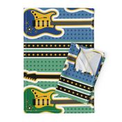 Cut & Sew rock star guitars baby toy green blue