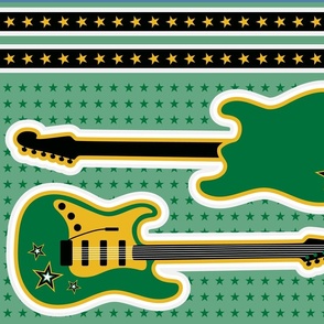 Cut & Sew rock star guitars baby toy green blue