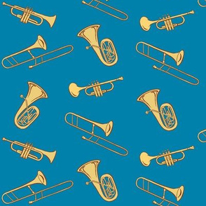 brassy - brass instruments fabric - blue 